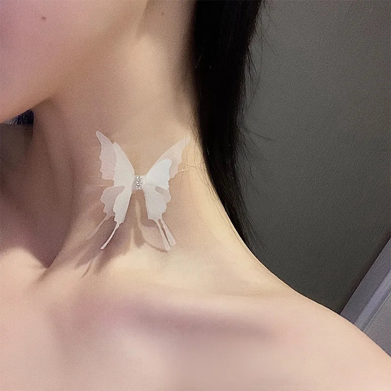Butterfly Crystal  Aesthetic Double Layer Necklace
