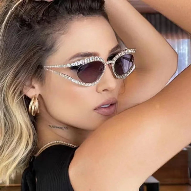 Diamond cat eye luxury bling sunglasses