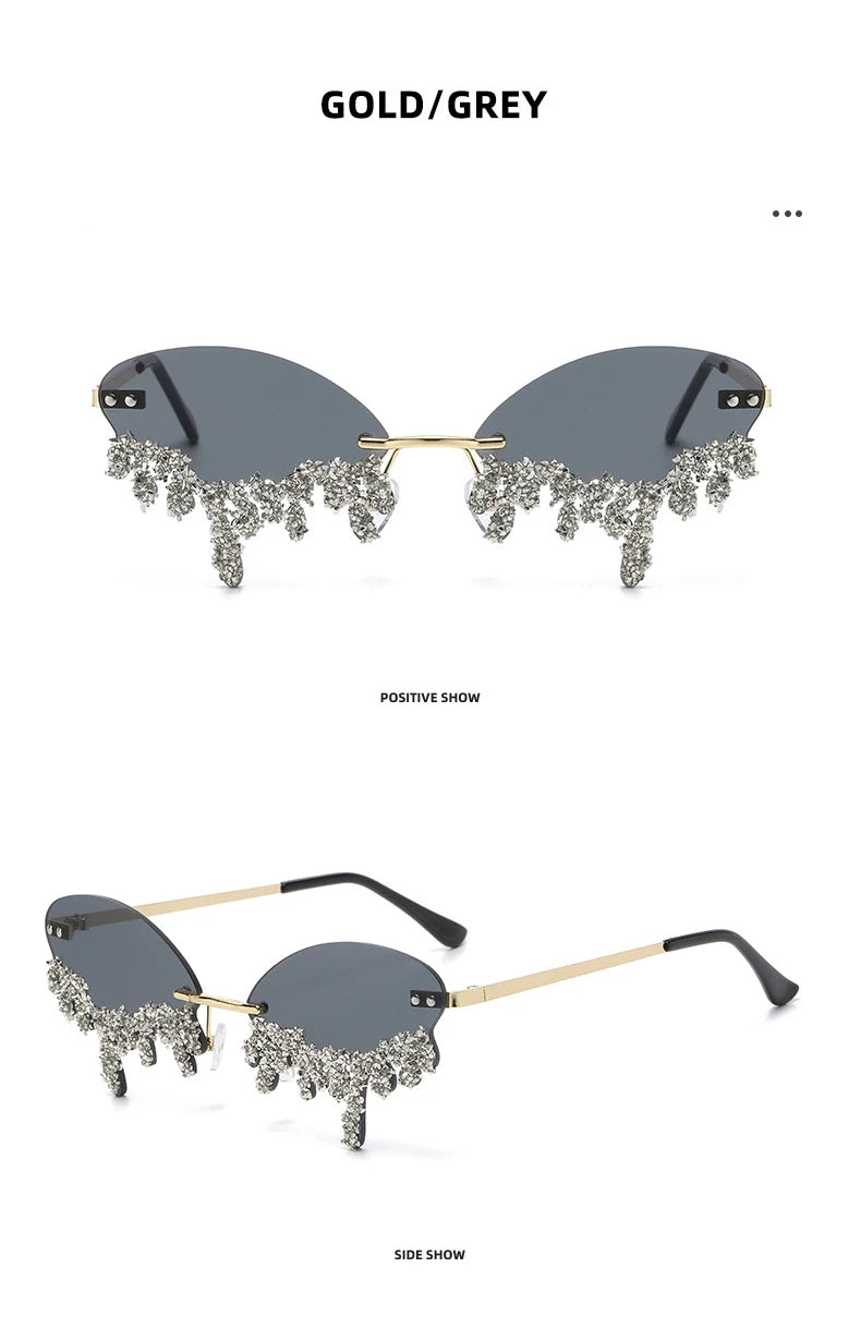 Diamond Rimless Rhinestone Tear Shaped