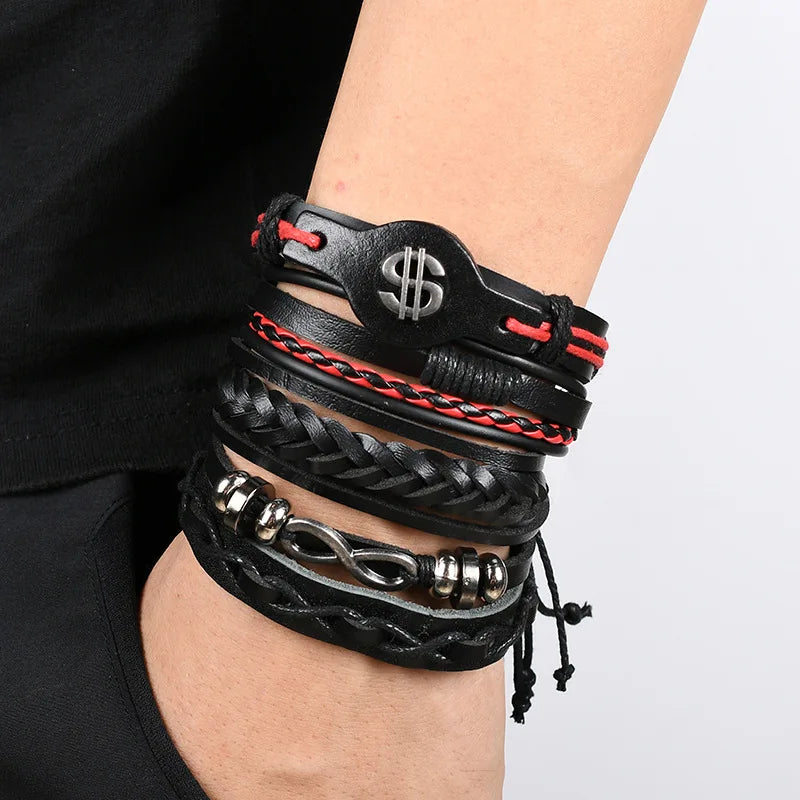 Adjustable Leather Set viking bracelet