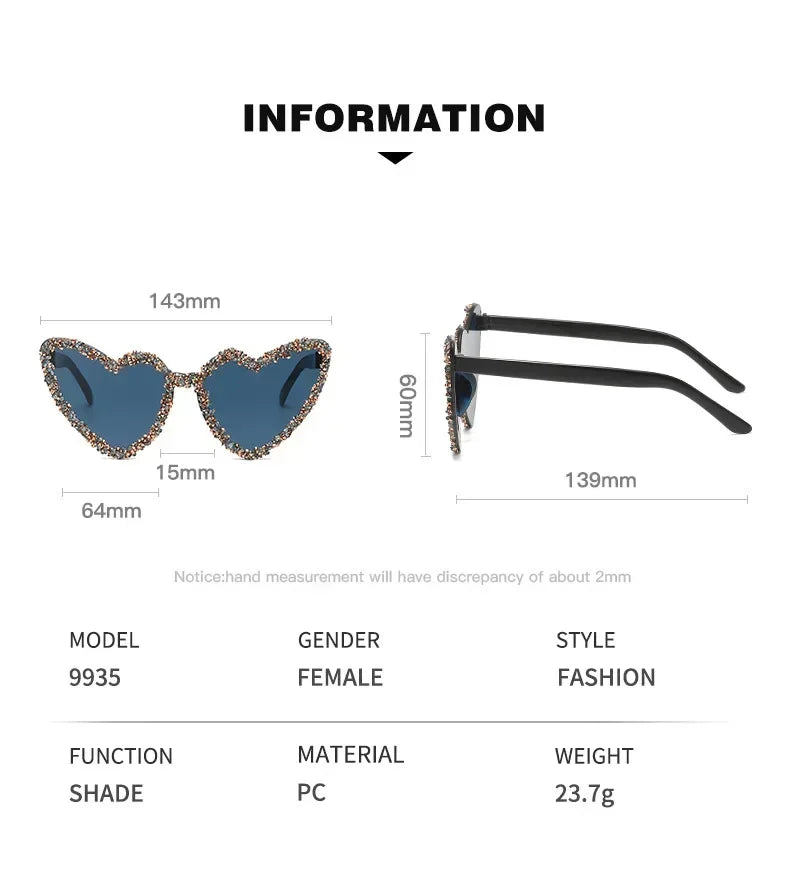Uv400 Cute Cat Eye Rhinestone Eyeglasses