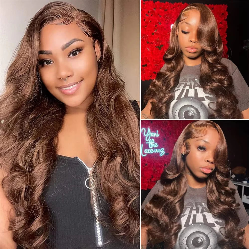 Chocolate Brown 13x6 HD Lace Frontal Wig Human Hair Wigs 4x4