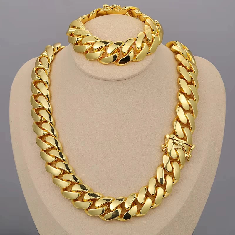 8k Gold-plated Cuban Miami Link Chain Necklaces