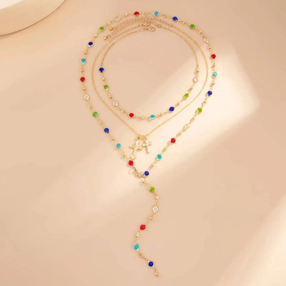 3Pcs/Set Crystal Tassel Necklace