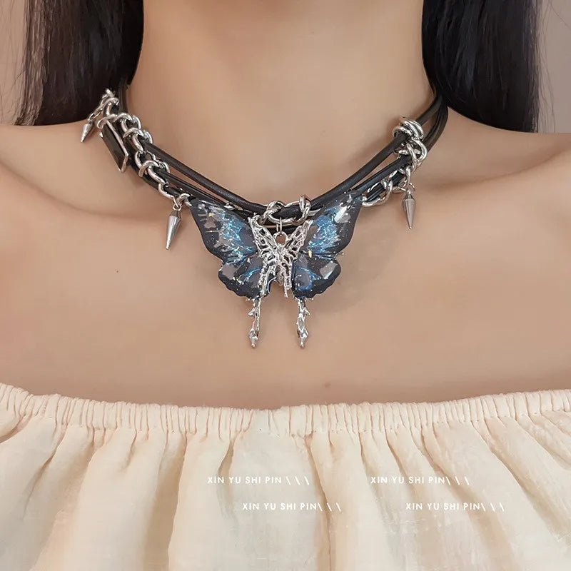 Butterfly Tassel Beaded Necklace