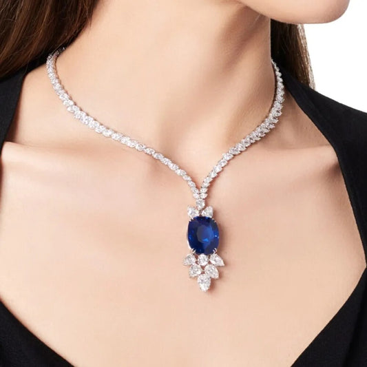 Blue Crystal Zircon Collar Necklace