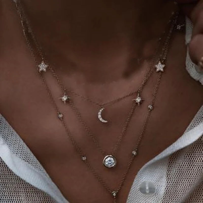Multi-layer Crystal Pendant Necklace