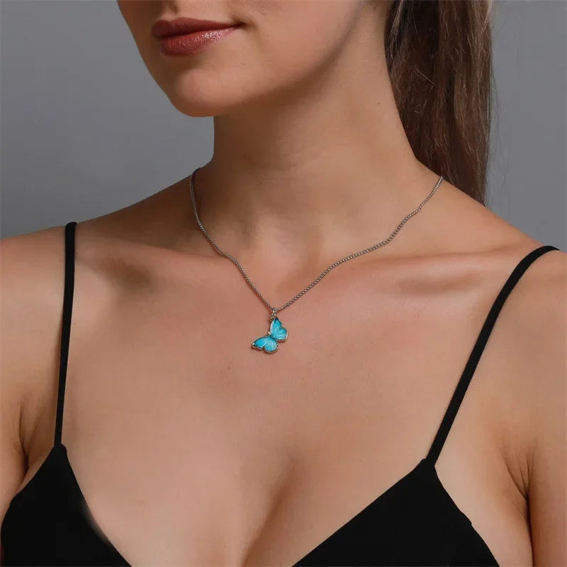 Blue Gradient Butterfly Necklace | Jewelry Gift