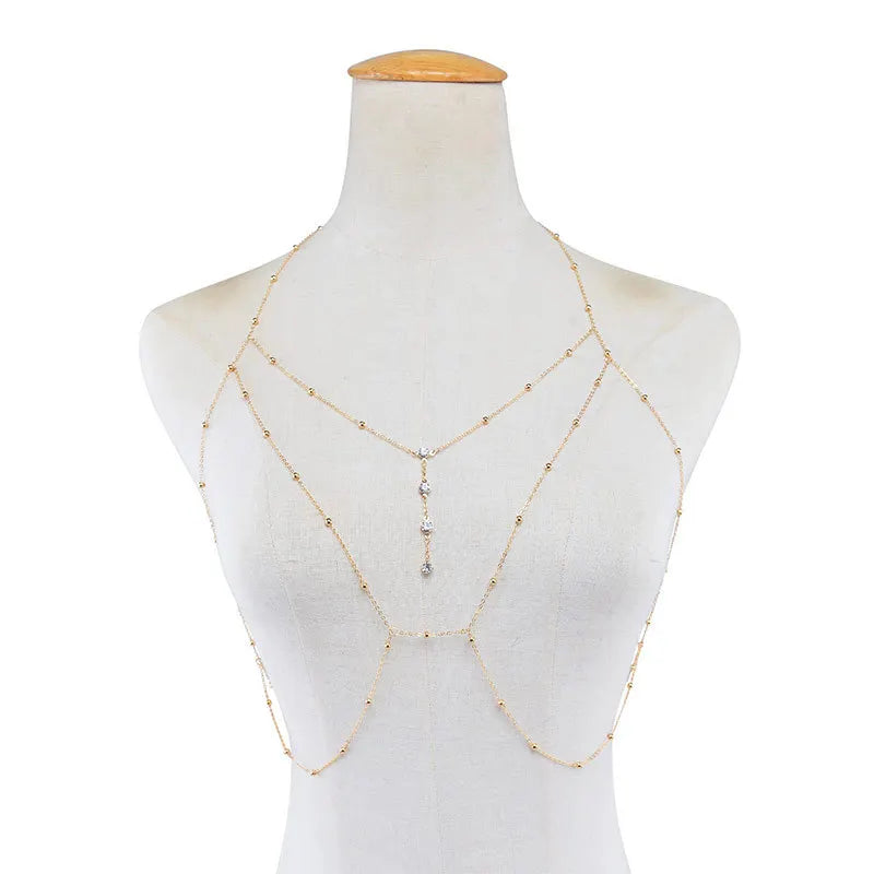 Cross Chest Bra Waist Belly Chain Necklace