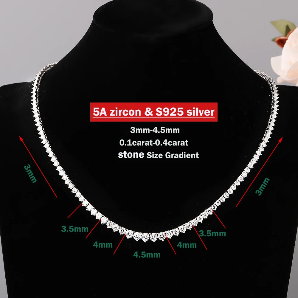 3-5mm Moissanite Diamond Necklace with Certificate 100% S925