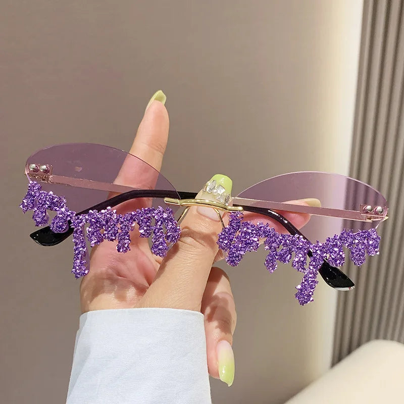 Diamond Rimless Rhinestone Tear Shaped
