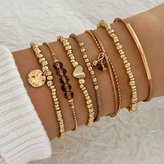 7Pcs/Set Bohemian Style Heart Beads Bracelet