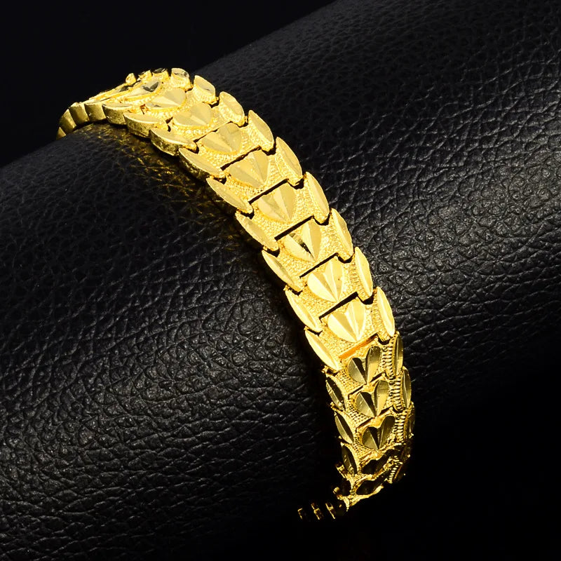 24K Gold Heart Strap Bracelet | Titanium-edged with reflective accents