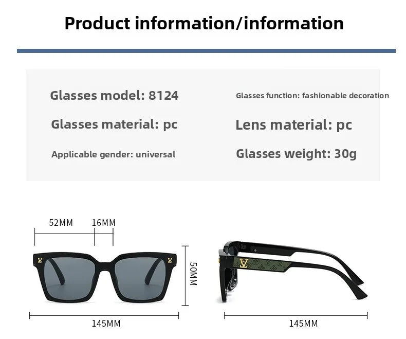 New Square Unisex Leather Sunglasses