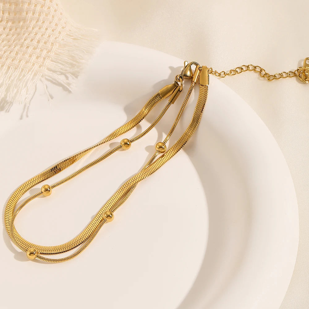 Gold Double-Layer Anklets