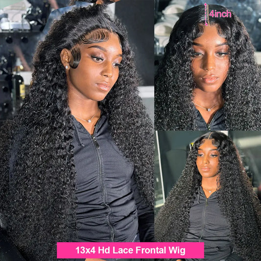 40Inch Deep Wave Frontal  Curly Human Hair
