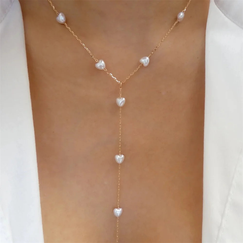 Pendant Pearl Necklace Gold Color Multi-layer