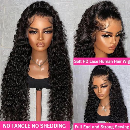 40Inch Deep Wave Frontal  Curly Human Hair