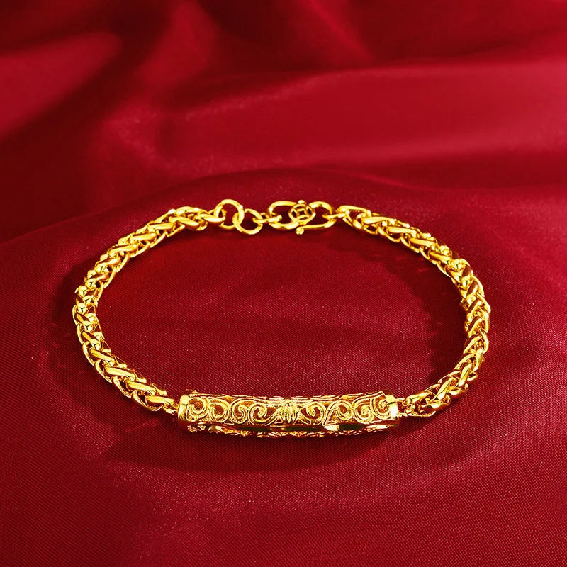 18K gold bracelet, lifelong auspicious cloud pattern