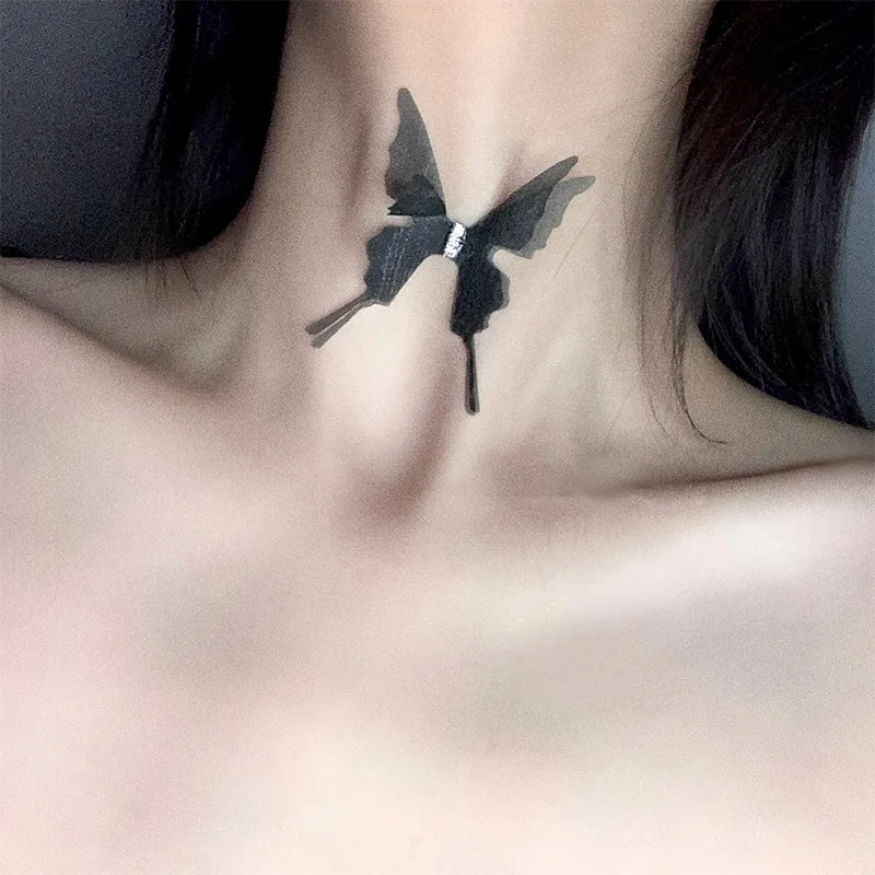 Butterfly Crystal  Aesthetic Double Layer Necklace
