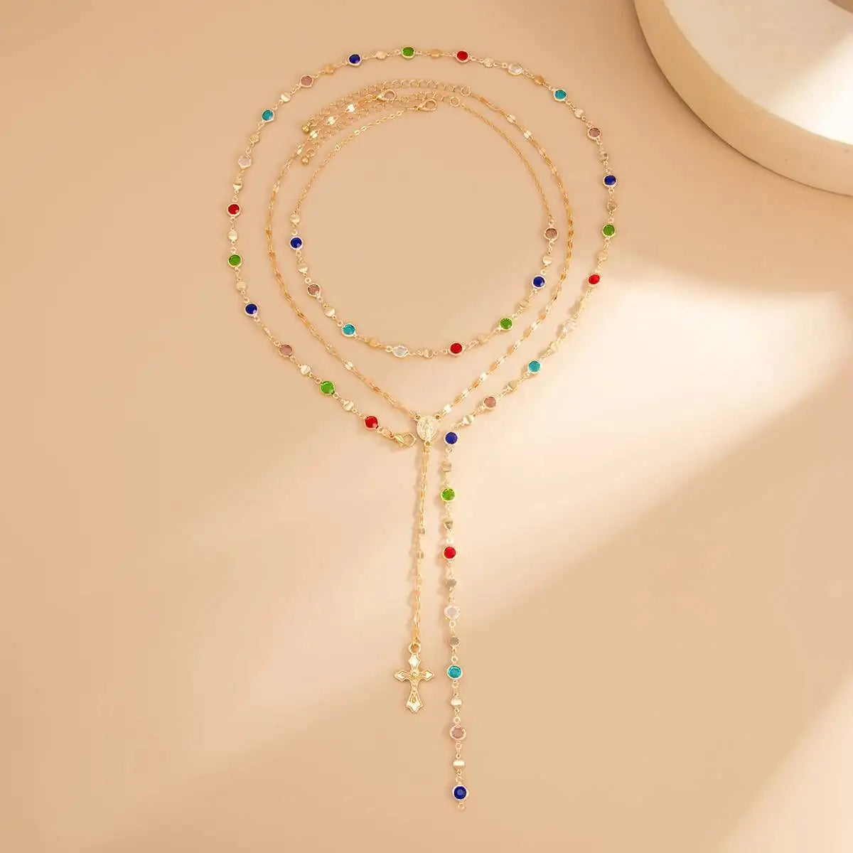 3Pcs/Set Crystal Tassel Necklace