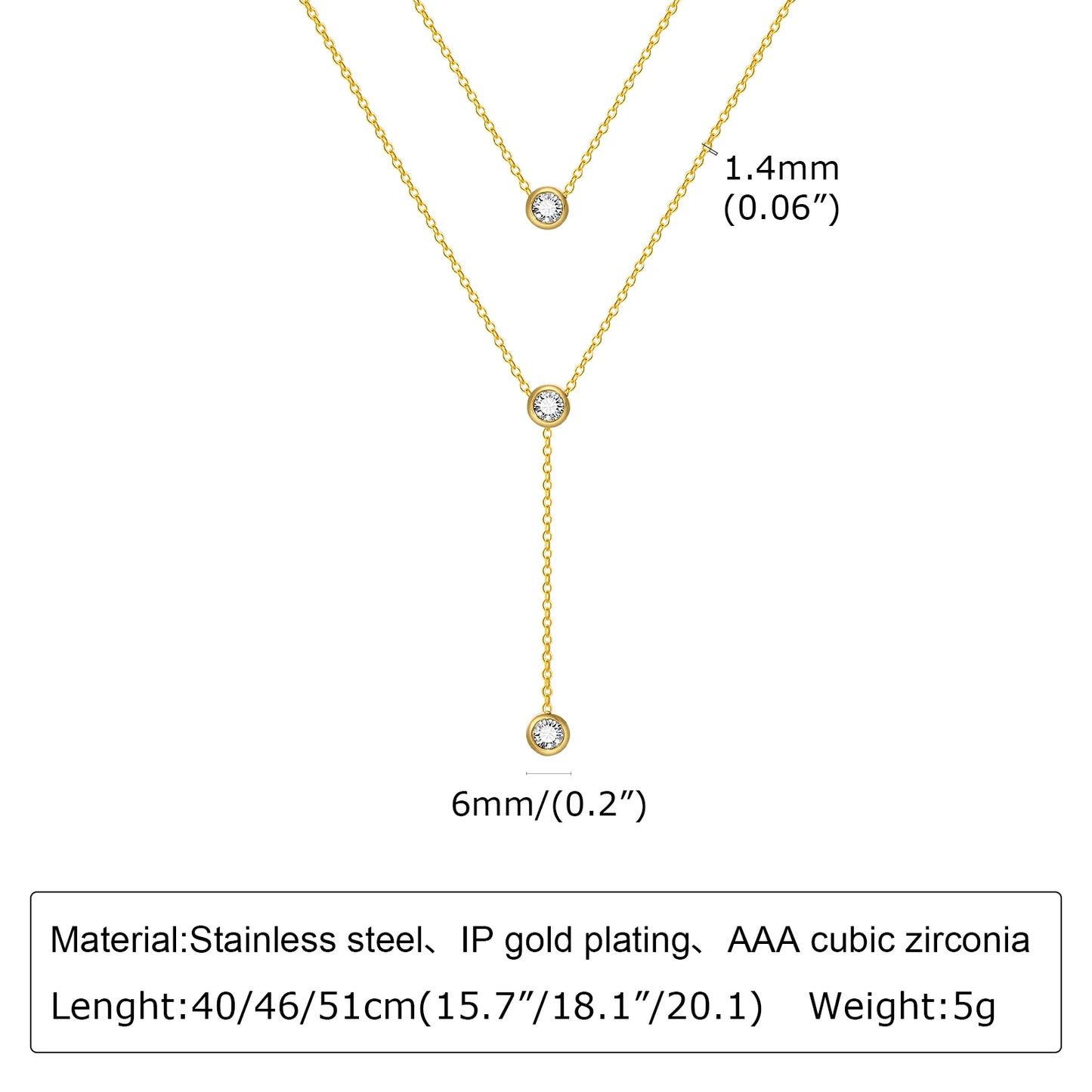 Gold Plated Lariat Necklace Double Layered