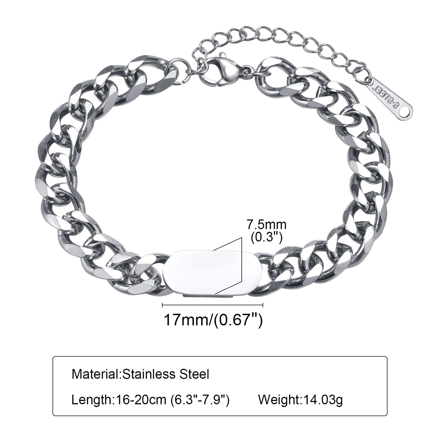 Adjustable Unisex Cuban Chain Bracelet