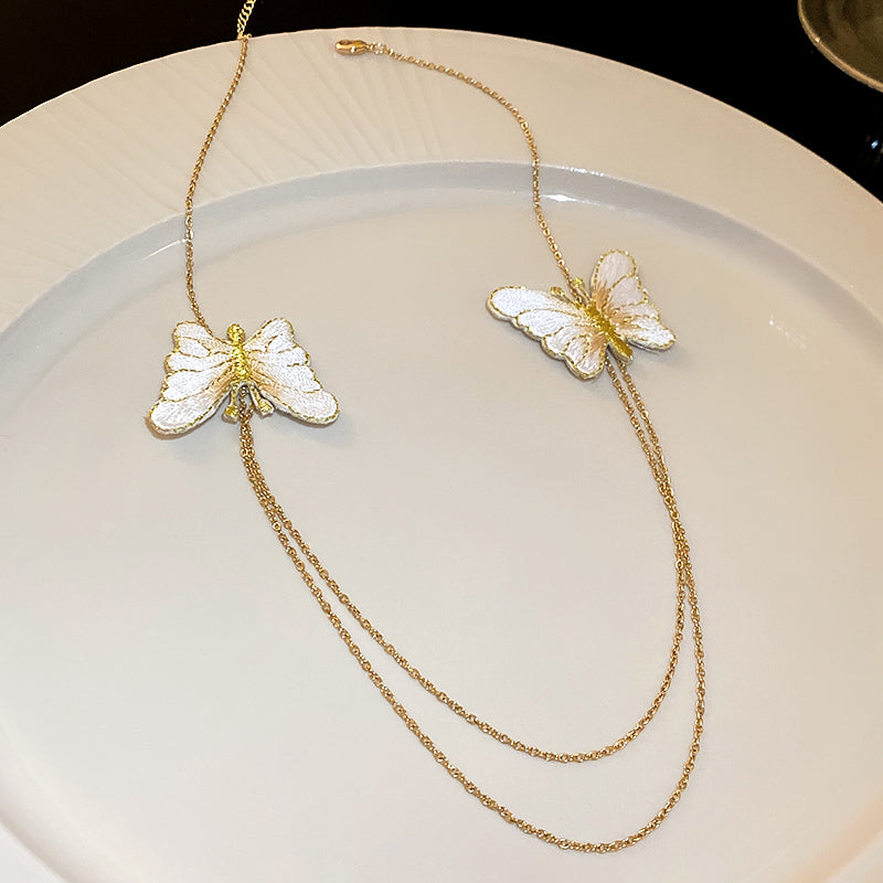 Butterfly Crystal  Aesthetic Double Layer Necklace
