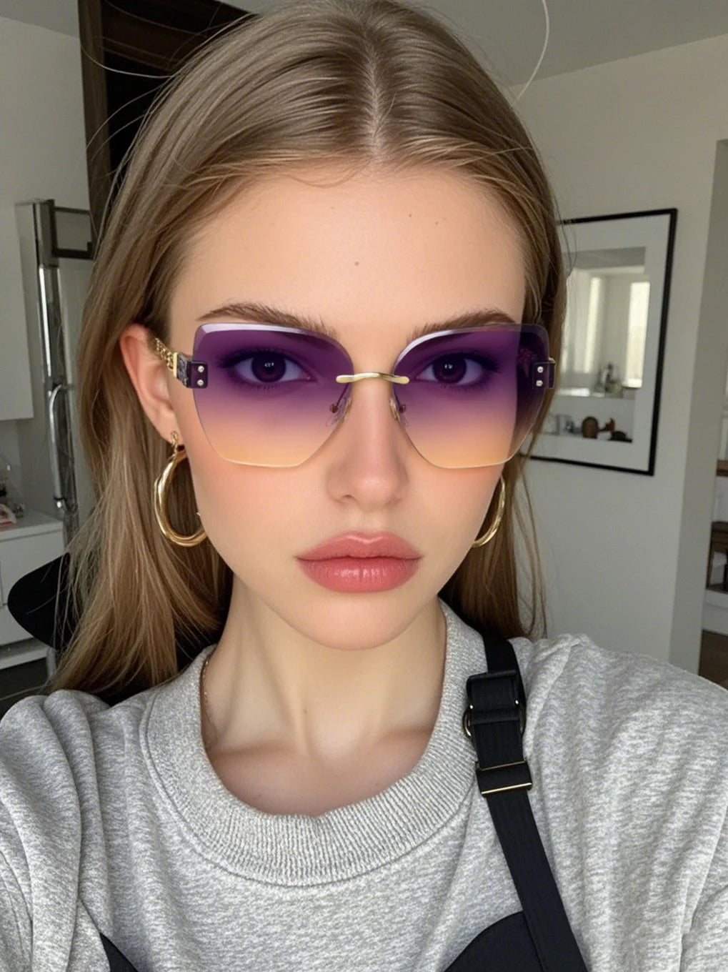 Borderless Cat Eye Sun Glasses