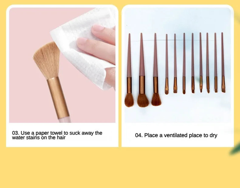 13 purple flower holly leaf makeup brush suit