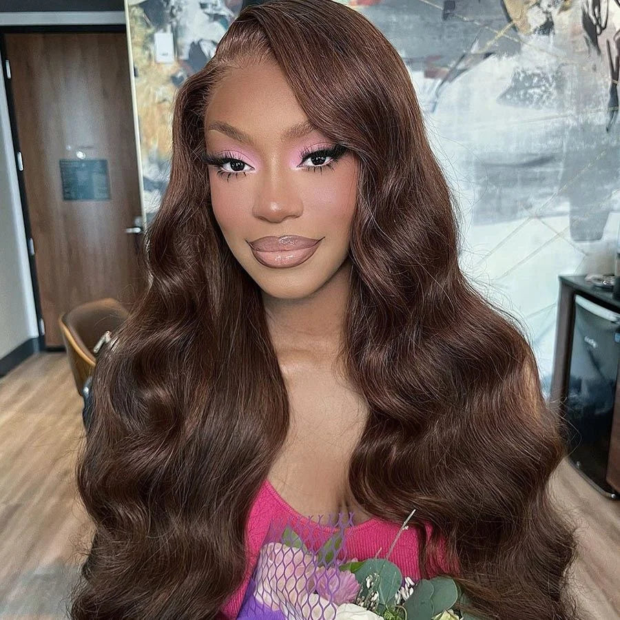 Chocolate Brown 13x6 HD Lace Frontal Wig Human Hair Wigs 4x4
