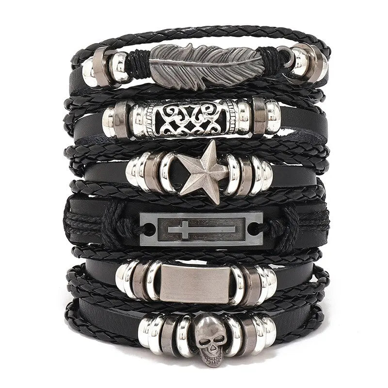 Adjustable Leather Set viking bracelet