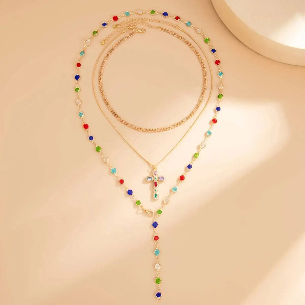 3Pcs/Set Crystal Tassel Necklace