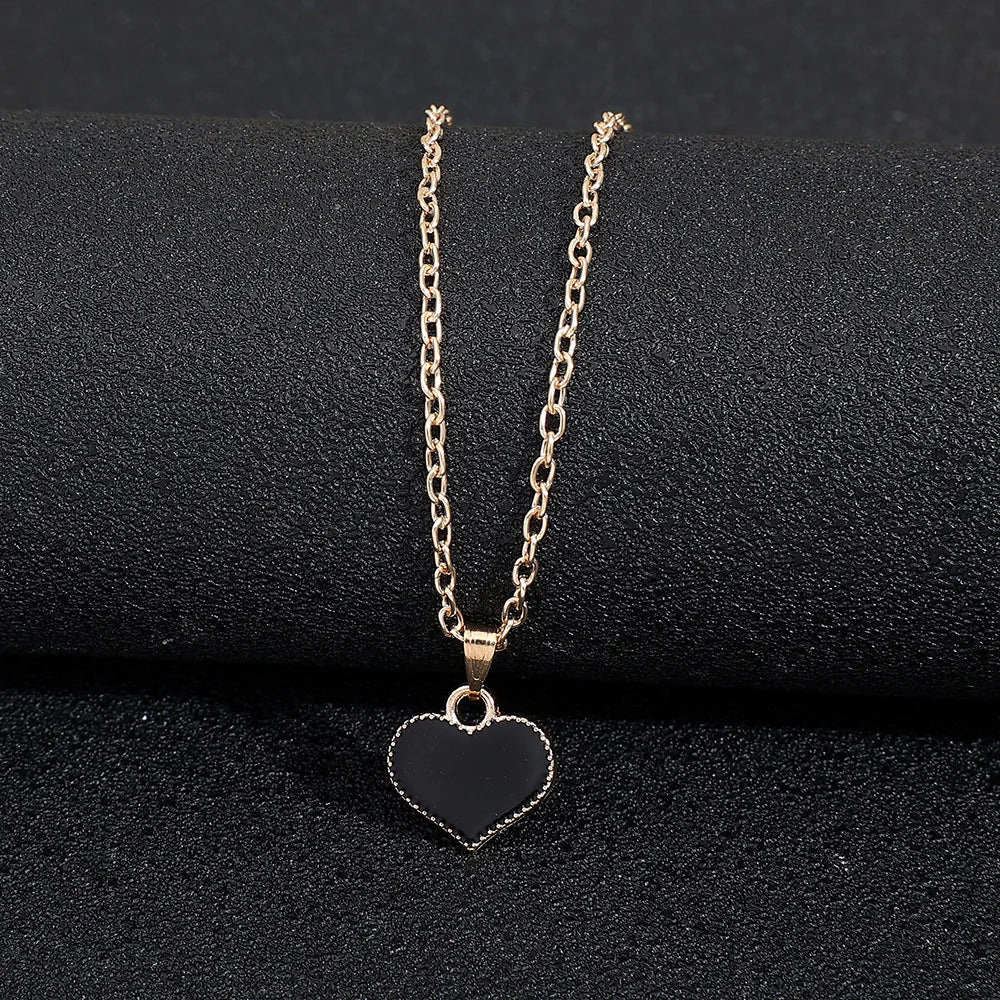Golden Simple Chain Acrylic Heart Pendant Necklace