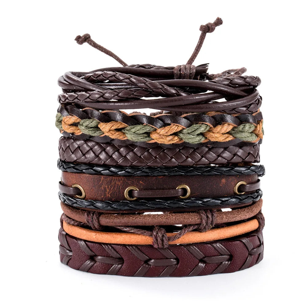 Adjustable Leather Set viking bracelet