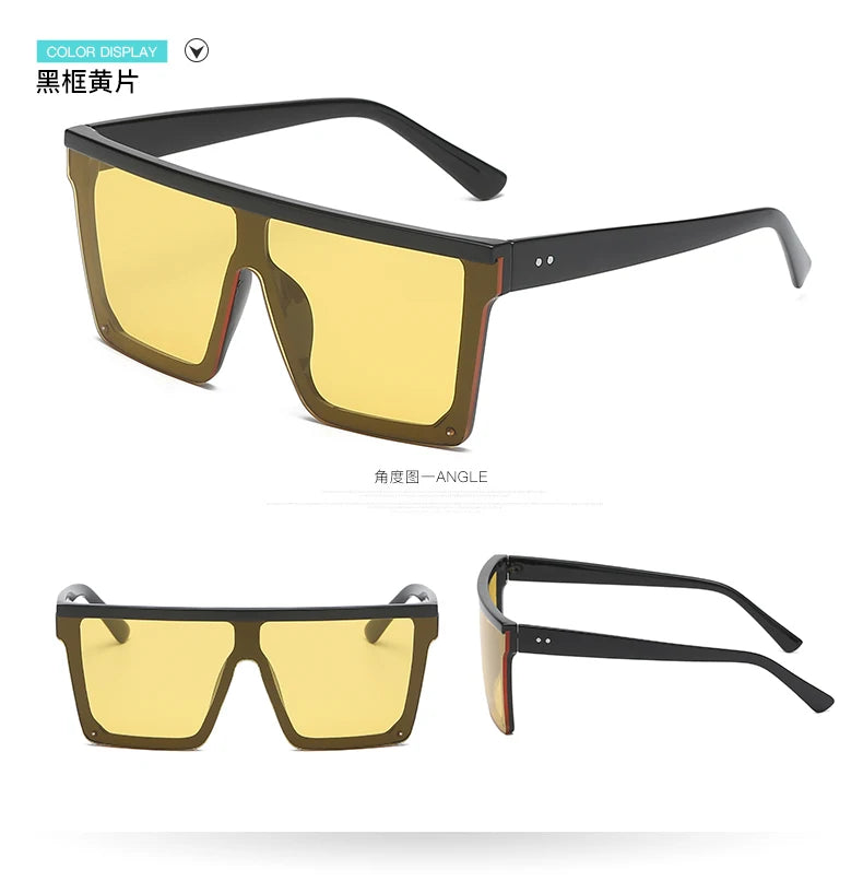 Oversized Flattop Square Sunglasses