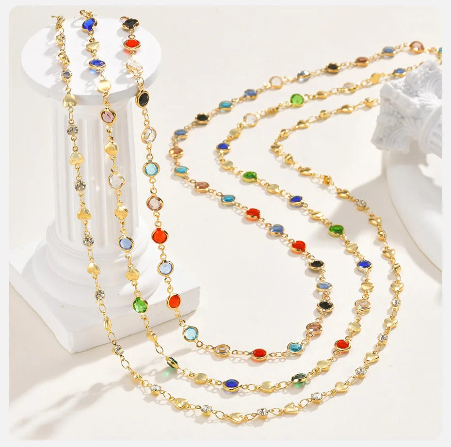 Dainty Colorful Glass Long Y-shaped Necklace