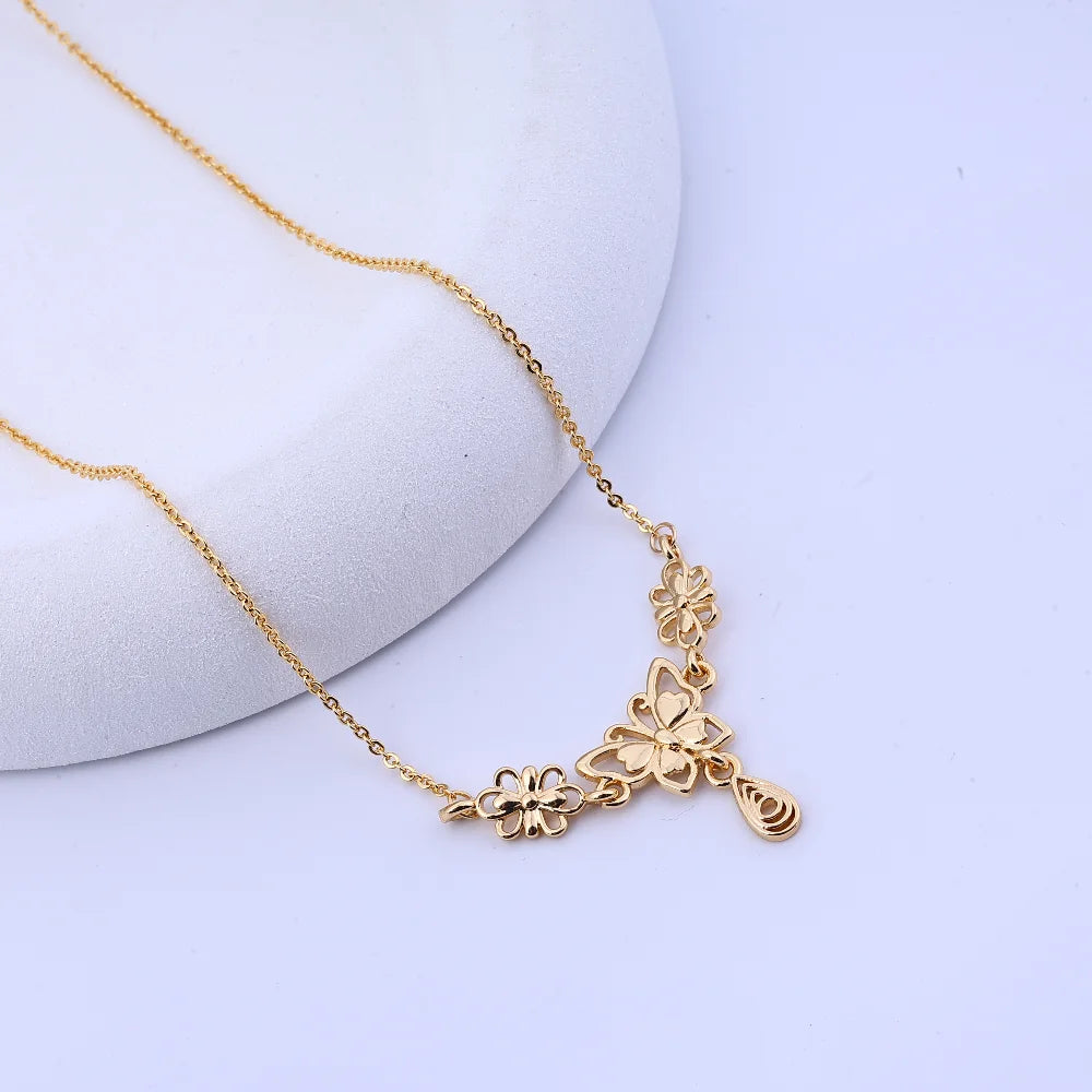 Butterfly, butterfly, flower, tassel necklace