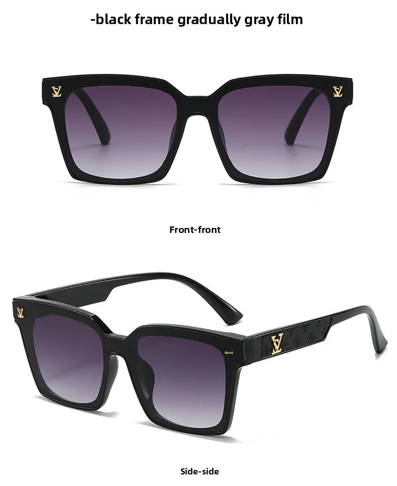 New Square Unisex Leather Sunglasses