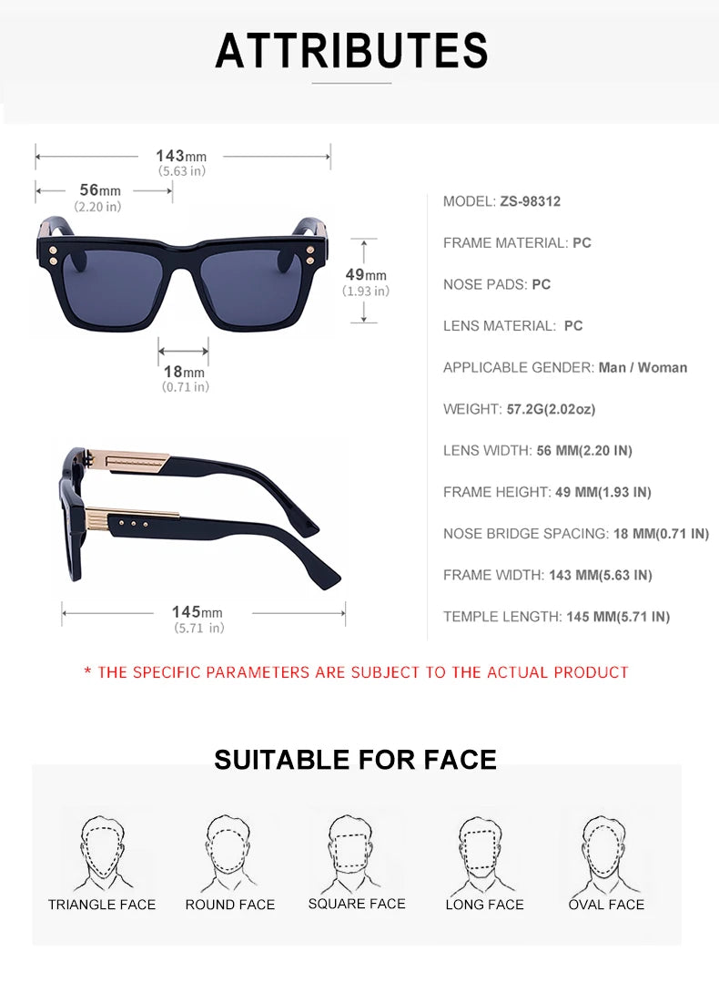 Classic Square Steampunk Eyewear -UV400