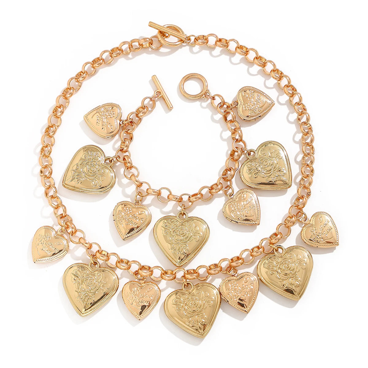 Cuban Necklace Heart Pendant | Charm Bracelet