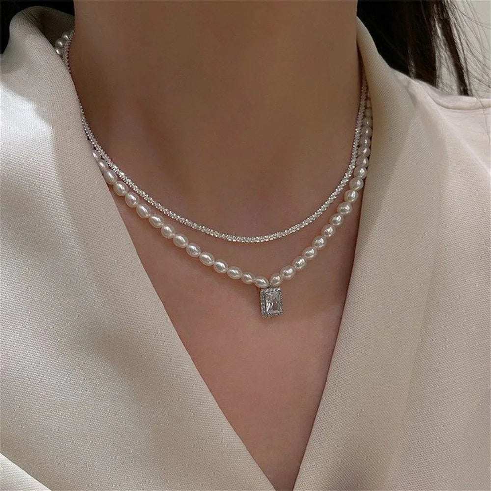 Crystal Star Cross Sequin Pendant Necklace Multilevel Jewelry