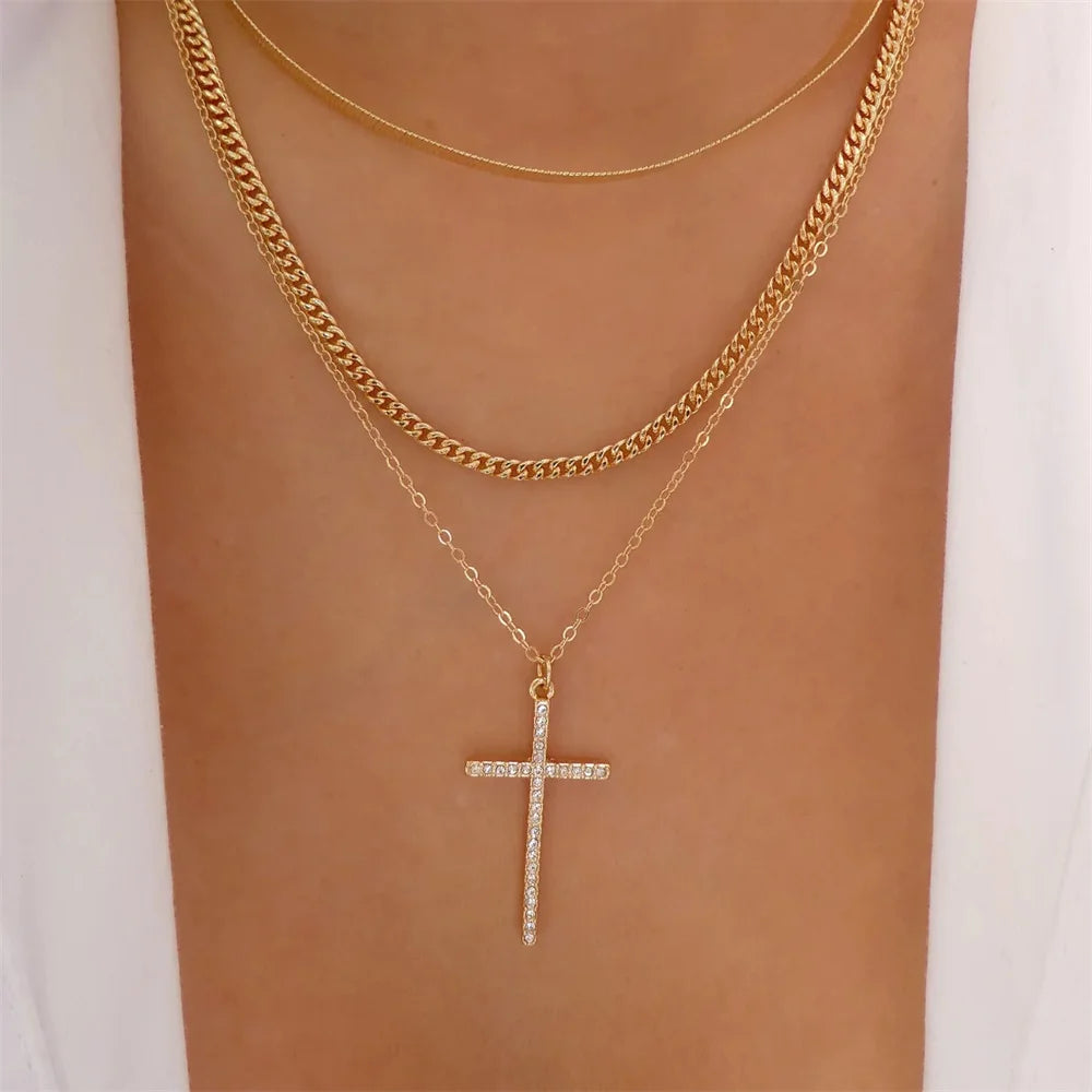 Pendant Pearl Necklace Gold Color Multi-layer