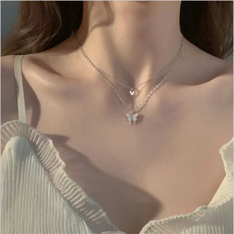 Charm Gold  Luxury Multi-layered Zircon Heart Pendant Necklace