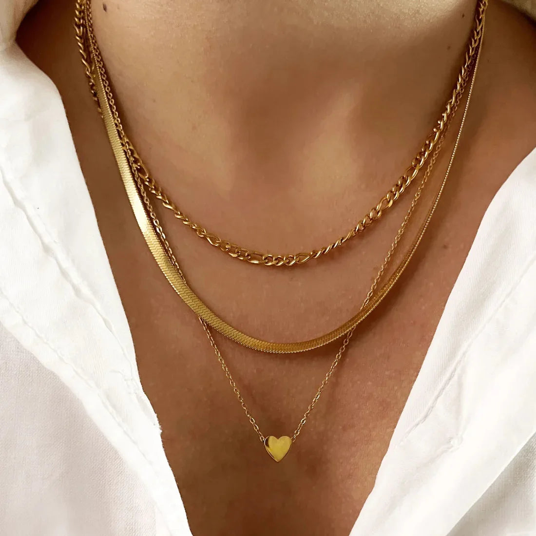 Gold Heart-Shaped Trendy Multi-Layer Necklaces