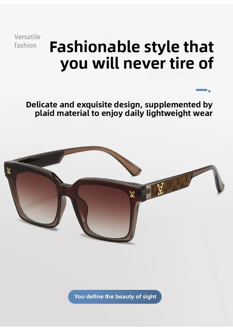 New Square Unisex Leather Sunglasses