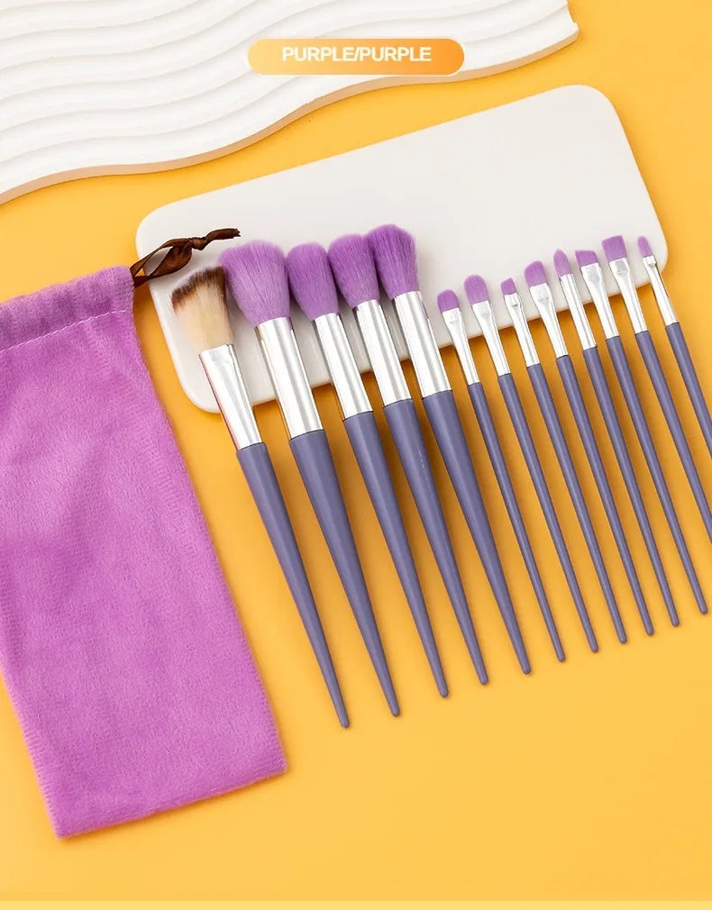 13 purple flower holly leaf makeup brush suit