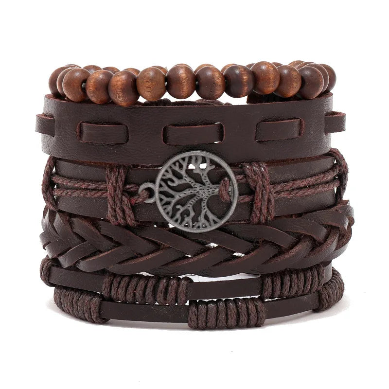 Adjustable Leather Set viking bracelet