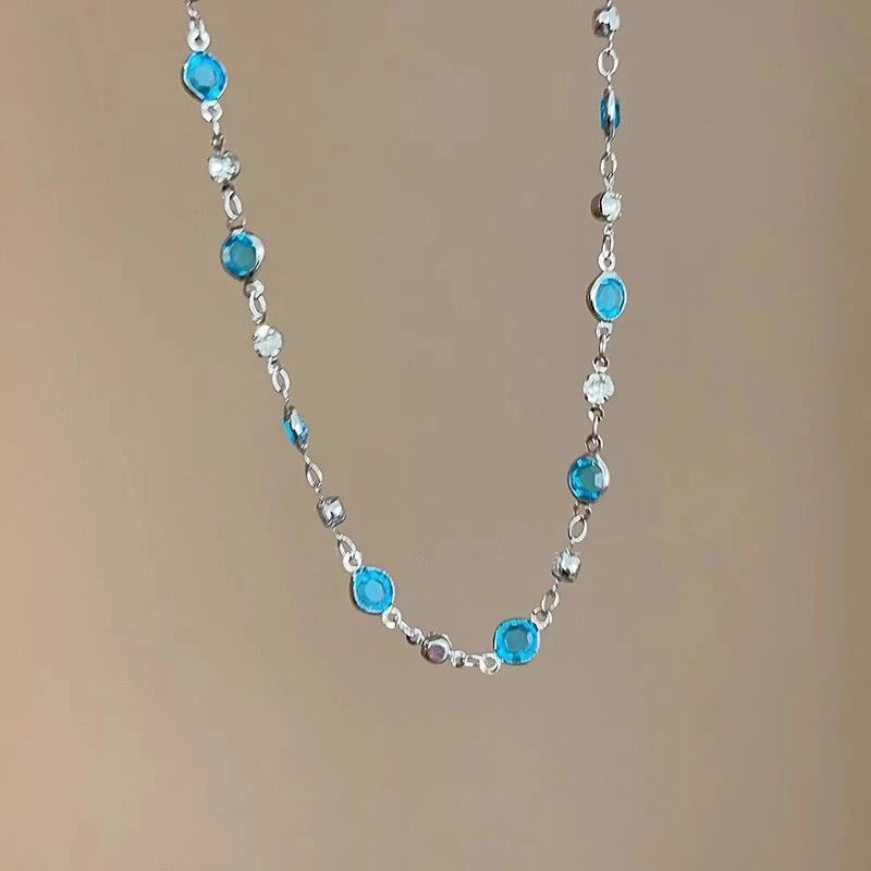 Romantic Blue Crystal Butterfly Necklace Fine Jewelry