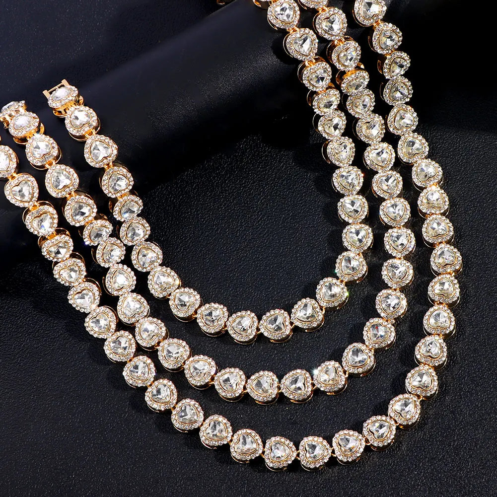 Iced Out Heart Square Crystal Cuban Link